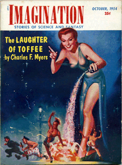 vintagegeekculture: Harold W. McCauley. If you can find them, I strongly recommend the Toffee stories by Charles F. Myers. They’re not, as you might guess, about a giantess terrifying people (Toffee is of normal size). These stories are about a sexy