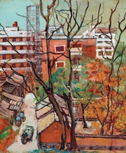 lawrenceleemagnuson:Chang Shuhong (China 1904-1994)View from a Ward of the Union Medical College Hospital (1989)oil on board 54 x 45 cm