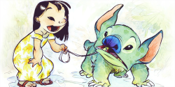 mickeyandcompany:  August 5, 1999 - Production begins on Disney’s animated feature Lilo &amp; Stitch (concept art by Chris Sanders, Andreas Deja and Paul Felix) 