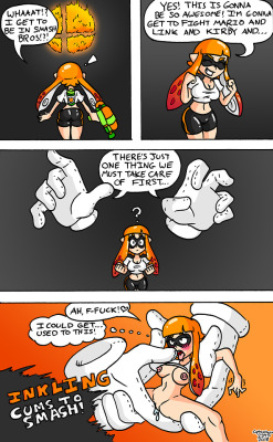 Inkling from Splatoon is gonna be in the new Smash Bros for the Switch, so I drew this little comic to celebrate.This is also kind of a warmup while I gear up for bigger comic projects. 