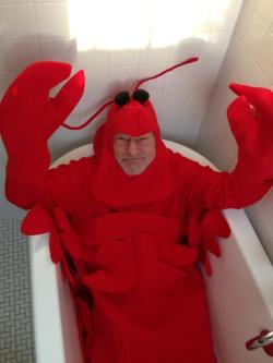 violetanne: starshipspirk:  revfrog:  tenaflyviper:  If you can’t find a place on your blog for Patrick Stewart in a bathtub dressed like a lobster, then your blog probably doesn’t deserve such majesty anyway.  It has returned to my dash and I cannot