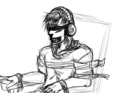  Guro Challenge Day 5: Mask / Covered Eyes / Covered Mouth  wow I am a lazy ass hole so here&rsquo;s a terrible sketch of Alfred in sensory deprivation