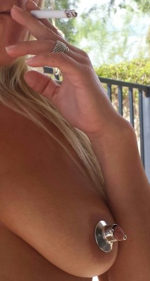 scottnikipowers:   Here is the smokers picture requested with nikis awesome nipple in the picture! 