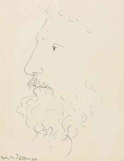 Pablo Picasso (Spanish, 1881-1973), Tête d’homme (Profil gauche), Juan-les-Pins, 9 August 1931. Pen and India ink on paper, 32.6 x 25.5 cm.