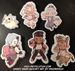 sweetbearcomic: yaoi-revolution:    NEW CHARACTER GOODIES!!!  Be the first customers to get your hands on the Sweet Bear Cosplay magnet set by artist Reapersun at Yaoi Con at the Santa Clara Hyatt Regency this weekend! Reapersun and her Sweet Bears will