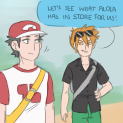 inqua: Arceus left them unfinished. (This is no genwunner propaganda lol, I just think the idea of Red and Blue reacting to some of the more… uh… peculiar… Alola Forms is hilarious.) 