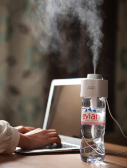 shanzell:  This humidifier sits right on your desk and can be screwed on any spare plastic bottle you have lying around.  