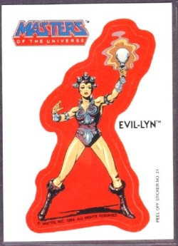 twentiethcenturykid:  ITEMS FOR SALE AT THE CASTLE GRAYSKULL GARAGE SALE Topps Masters Of The Universe Trading Card Stickers Circa 1984 Evil-Lyn