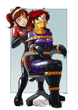 commander-rab: cartoongirlsinbondage:  Rolly chair by ~rabidgundam  Reblogging because it’s mine.  I still totally dig the coloring on this.  Everything else is gawdawful, but the colors are good.  Kat with Aidenke’s JoBeth 