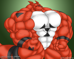 Meaty Guilmon by Flammars, colored by meI&rsquo;ve always admired Flammars&rsquo; ultra-beefy drawing style, so when this opportunity came up to color a picture of his, I took it! With the permission of both the artist and the commissioner of the original