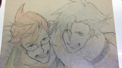 as-warm-as-choco:  A Kiznaiver animator posted this drawing of Tenga with Kamina today !