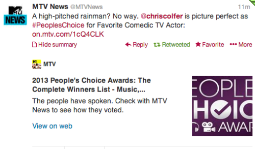 The People's Choice Awards 2014 Celebration Thread!  Congrats, Chris! - Page 26 Tumblr_mz4766mOXC1qmuh8yo1_500