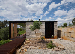 throughjo: …the family house of Sculptor Benjamin Gilbert on a former gold mine and sawmill, using reclaimed concrete blocks and rough-sawn macrocarpa wood…  Sawmill house by Archier 