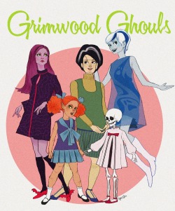 celestedoodles:  The Scooby-Doo Ghoul School girls as 1960s monster dolls. This is the result of listening to all the 50s/60s novelty Halloween songs on the Pandora Halloween Party station and combining that with the popularity of monster dolls today. 