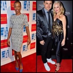 csiriano:  Samira Wiley (left) from “Orange is the New Black” wore a Christian Siriano Resort 2014 dress to the LA Gay &amp; Lesbian Center Vanguard Awards Gala last night, and Candice Accola (right) wore a Siriano Fall 2013 ensemble to the celebration