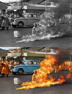 too-rare-to-live:  On June 11th, 1963 as Buddhist protest marched on down the streets of  Saigon, a more radical form of protest was occurring.  This monk, Thich Quang Duc set himself on fire, as a silent protest of the war in Vietnam.    