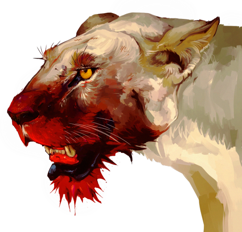 haxpunch:haxpunch:Painting blood-soaked fur is pretty difficult. Thank you everyone for the really lovely tags!I’m inspired to go beyond my comfort zone a little bit more &lt;3