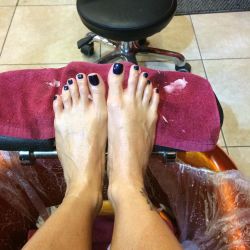 Love paraffin and hot stones on my feet . Toes are navy. by theavaaddams