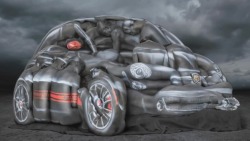 Fiat 500 Abarth sexy advert made with nude bodypainted girls.