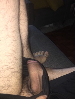 ram10in: My thick cock trying to flop out!!