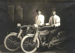 Pioneers (William S. Harley and Arthur Davidson astride their “hogs” in 1914)