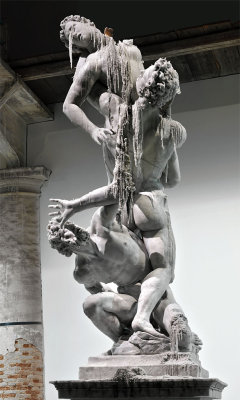 iseetheblood:  iheartmyart:  Urs Fischer, Untitled, 2011, Wax, pigments, wicks, steel, Giambologna sculpture: 57 7/8 x 57 7/8 x 248 1/8 in. (147 x 147 x 630 cm)  I love Urs Fischer 