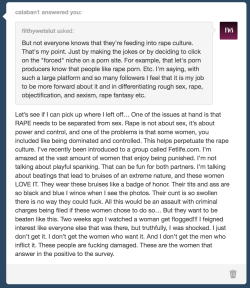 I feel the need to address this publicly. I find it extremely disgusting that this person finds the need to blame women for rape culture. That in itself is a prime example of rape culture. Women wanting to be dominated is not what feeds rape culture,