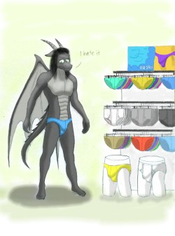 Dorky&rsquo;s a bigger fan of the traditional tighty-whities, and hates how revealing bikinis are. Ah well, to each his own.   Even if he does look good in blue