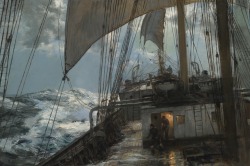 oldpaintings:A Night at Sea by Montague Dawson  (English, 1895–1973)    