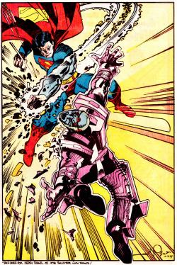 jthenr-comics-vault:  SUPERMAN VS. BRAINIAC Pin-UP by Walt Simonson (Dec. 1987) 