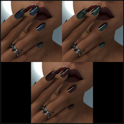 renderotica:  Sexy, shiny &amp; dark nails for your Genesis 3 Females. Never neglect ladies nails. You get: -15 Mats for G3F nails, iray optimized -custom nail injection for Genesis3Females  See all of the beautiful examples in the link below!  Be Gothic