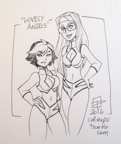 callmepo:Tiny doodle - Gogo and Honey Lemon as the Lovely Angels (aka The Dirty Pair).