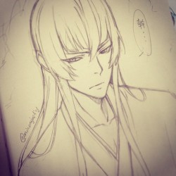 minoru-chan:  I can’t concentrate…  (ᇂ∀ᇂ╬) #toukenranbu #刀剣乱舞 #drawing #sketch #doodle #fanart #koutetsu #samonji #江雪左文字