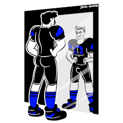 spacepupx: Cheerleader Coach’s “special training” is giving this jock some identity issues.Illustrator available for hirejamesnewland.co.uk | Twitter 