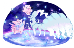 artsy-theo: Clefairy, Clefable, and Ninetales gather konpeito!