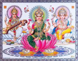 hinducosmos:  Lakshmi Ganesha Saraswati (via ebay: Indian_ash)  Harbinger of tru wealth&hellip;may we be blessed by ur presence