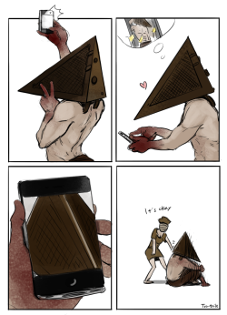 tio-trile:  Poor Pyramid Head can never take a decent selfie  I think I have become Pyramid Head