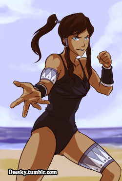deesky:  Some people ask me to draw Korra NSFW fanart, but the truth is that I’m really shy,  I have to go through a long way to start doing that kind of stuff. Instead, I leave this Korra on swimming suit here for you, hope you like it. (And if some