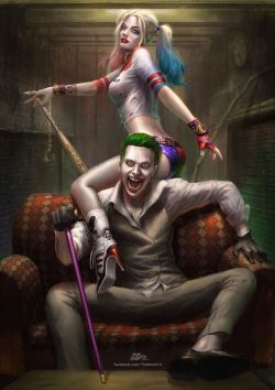 league-of-extraordinarycomics:  The Joker &amp; Harley Quinn by TheKnott.