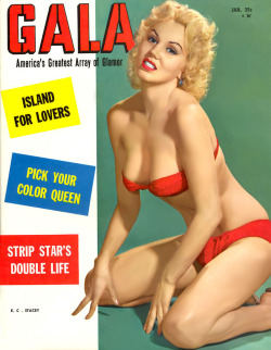 burleskateer: Ecstasy (aka. Charlotta Ball) graces the cover of ‘GALA’ magazine; a popular 50′s-era Men’s magazine.. More pics of Ecstasy can be found here.. 