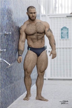 huscularfur: Wow! Pure muscle and covered in a thick coat of fur, this guy is pure sex! I want to get pounded by this muscle god!