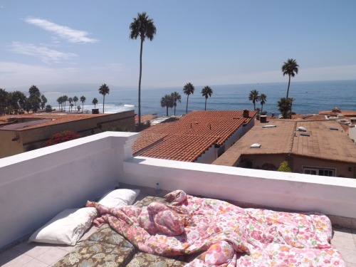 river-sidee: pill-y: Slept on the roof with my best friend. Watched a sky full of stars at night and woke up to the sun rising over the ocean. Such an amazing weekend. I dream of this 