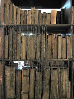 Hereford Cathedral Chained Library, Hereford, England (Rare books were once kept chained to the bookshelf to prevent stealing.)