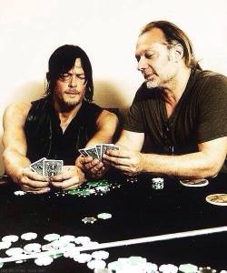 Deal me in, boys (Norman Reedus and Greg Nicotero)