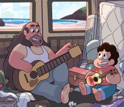 genchiart:  father and son jam session! been meaning to draw another greg and steven pic after story for steven(edit: forgot to add the shadows, did some cleaning up too)