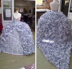 autocrate:  An art student in the UK did this piece for her final. A wedding dress completely made out of divorce papers. 
