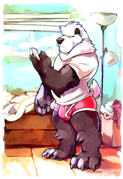 tulerarts:Bears can be grumpy in the morning. To approach them, bring coffee and they will be happy and give squeezy bear hugs.