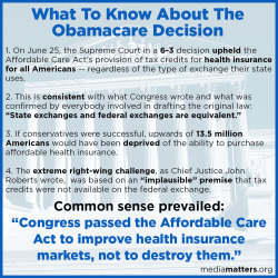 mediamattersforamerica:    Don’t let media lie about today’s big Obamacare decision. Know the facts.