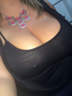 smushedbreasts:  Huge breasts smushed in a tight black tank top!