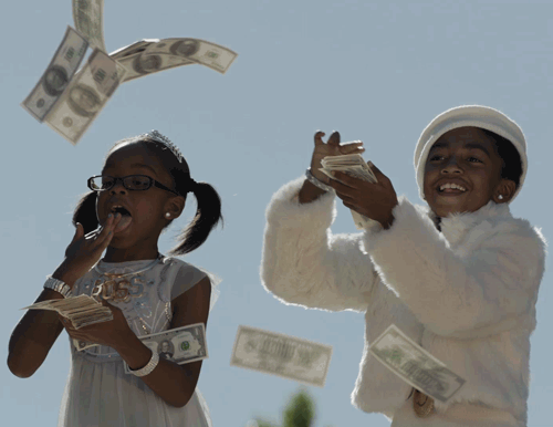 kids throwing money